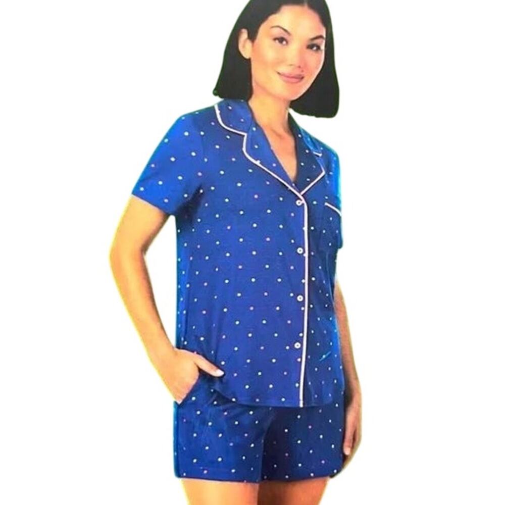 Kate Spade 2 Piece Pajama Shorts Button Up T-shirt Set